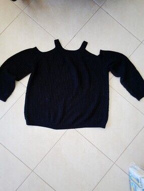 Cozy Casual Black Off-The-Shoulder Ribbed Sweater